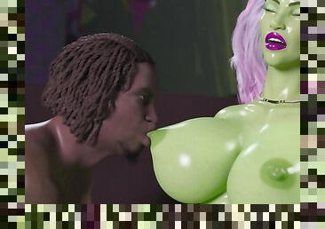 Freaky Trans Alien Queen gets her ass pounded by BBC