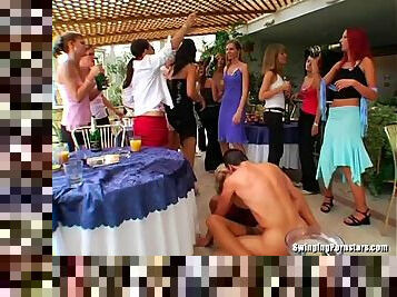 Naughty bridesmaids celebrate a wedding with a steamy orgy